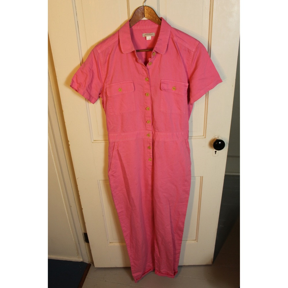 Outerknown Pink‎ Cotton Linen Worker Jumpsuit Overalls Size S Small
